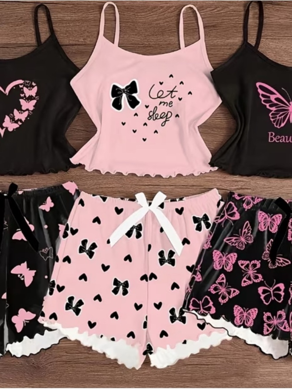 Let Me Sleep Pink Butterfly Cami & Shorts Pajama Set - Women